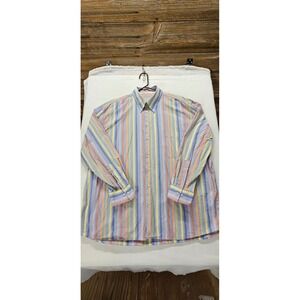 Tuttle Distinctive Sportswear Mens Multi Color Striped Button Down Shirt XL